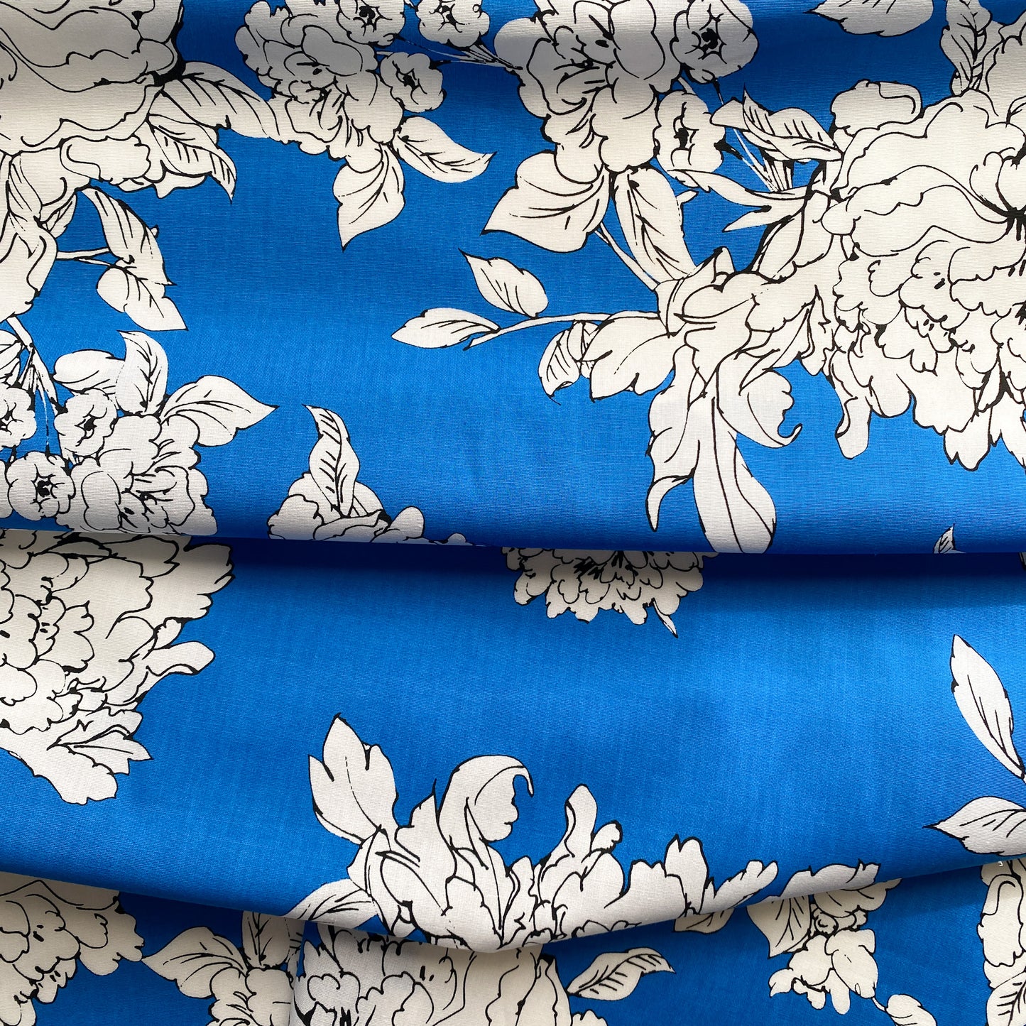 Designer Deadstock Fabric: Milly - Blue and White Floral