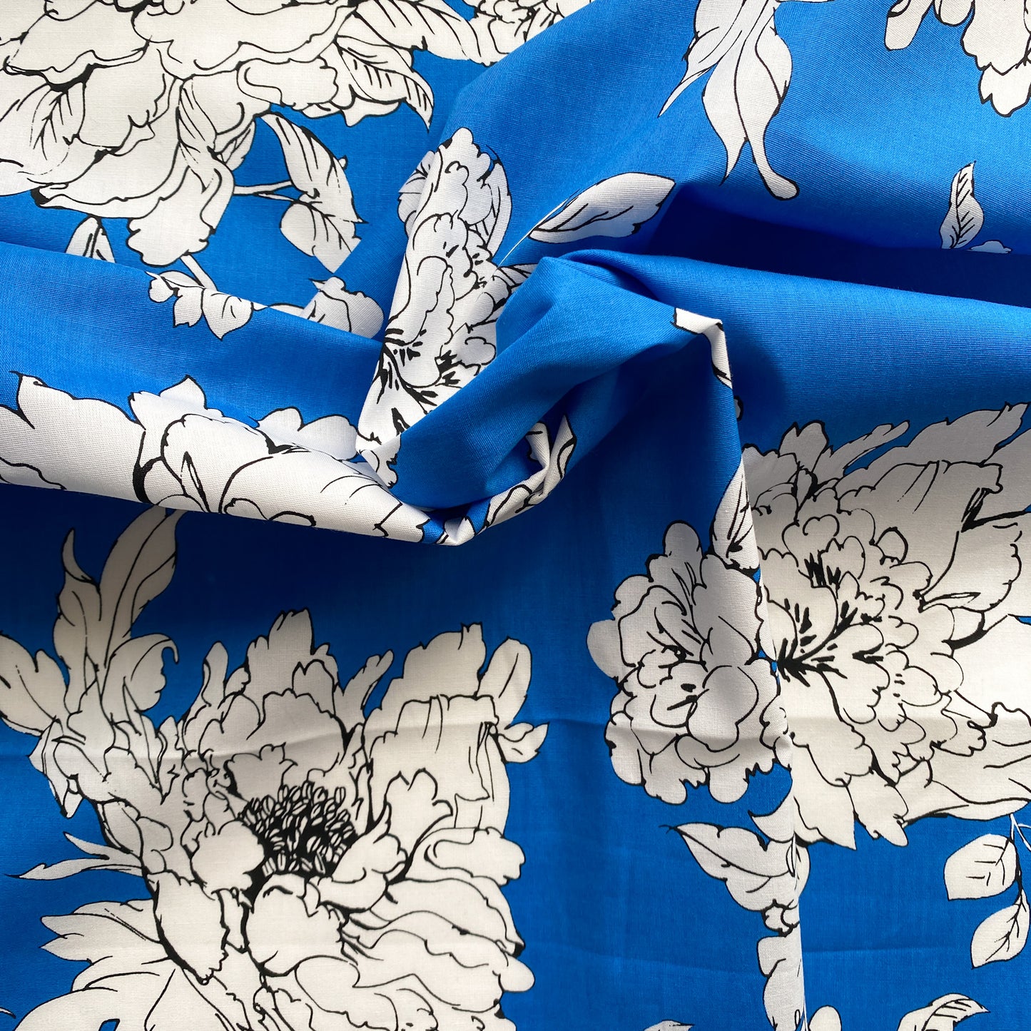 Designer Deadstock Fabric: Milly - Blue and White Floral