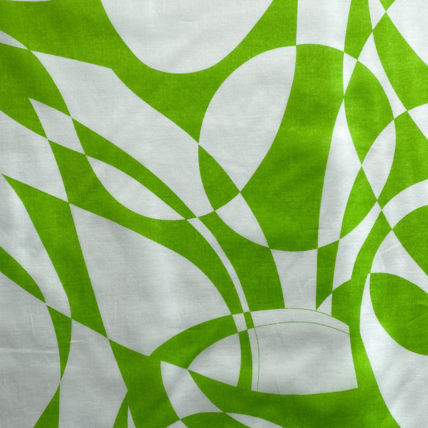 Deadstock Green and White Geometric Print Cotton Fabric