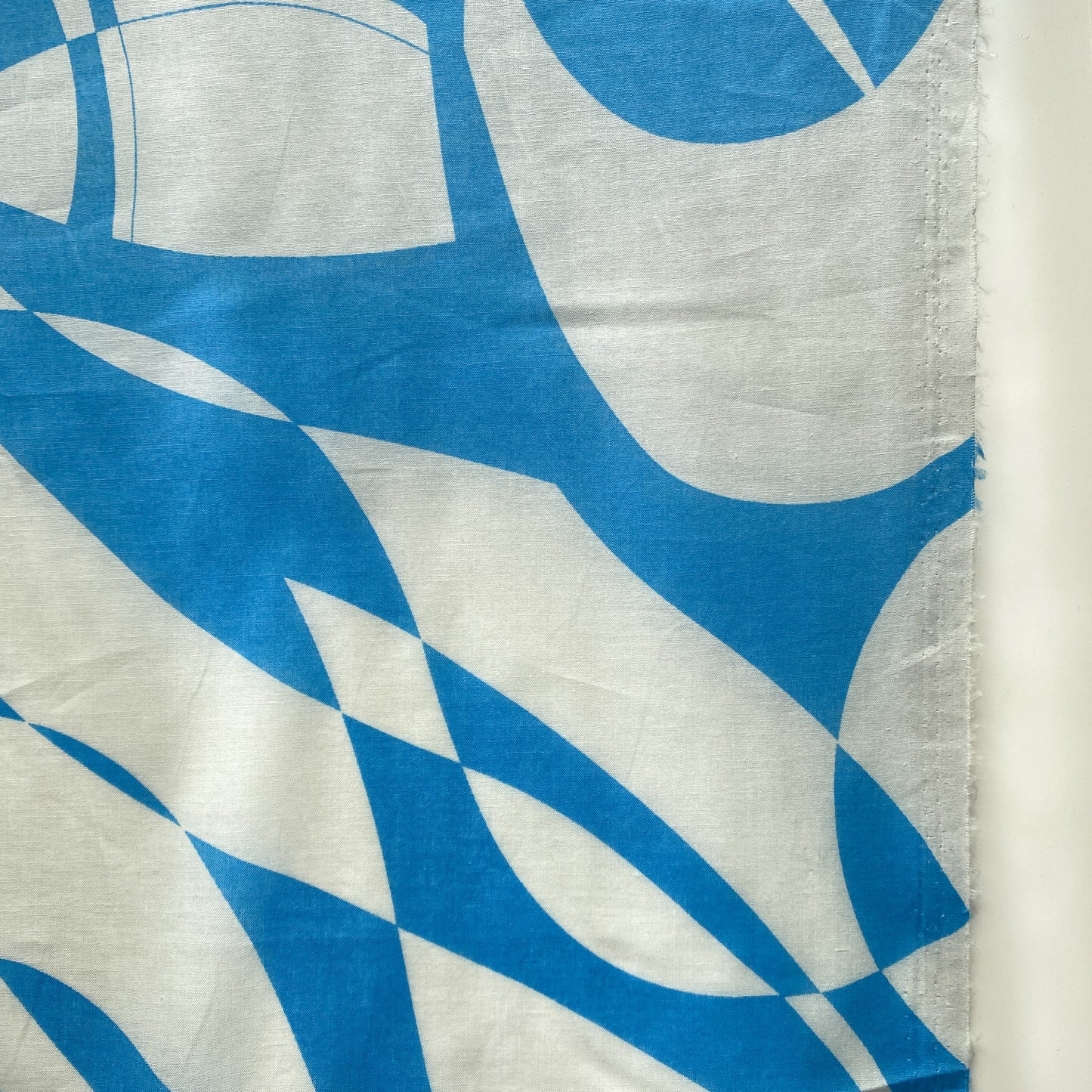 Deadstock Blue and White Geometric Print Cotton Fabric