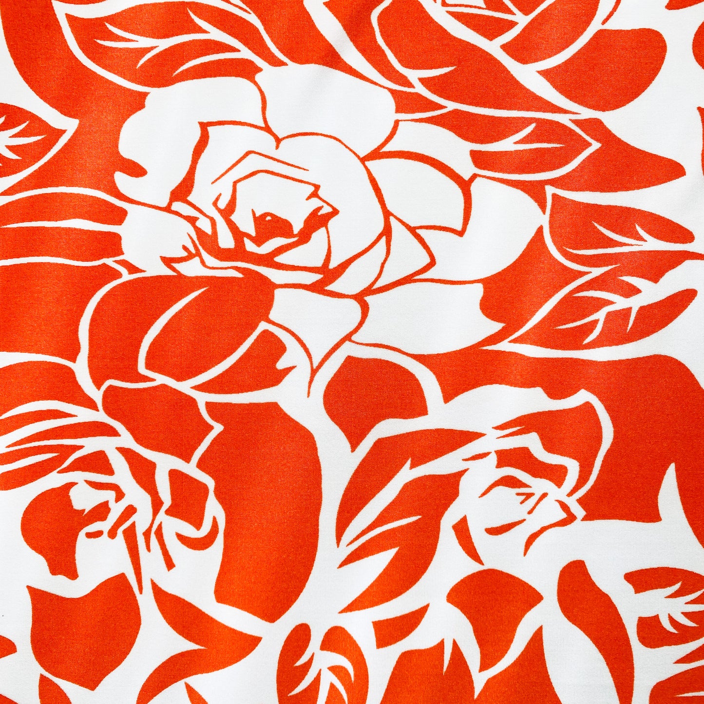 Deadstock Orange and White Floral Acetate Fabric