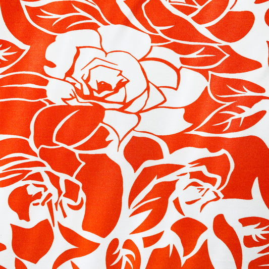 Deadstock Orange and White Floral Acetate Fabric