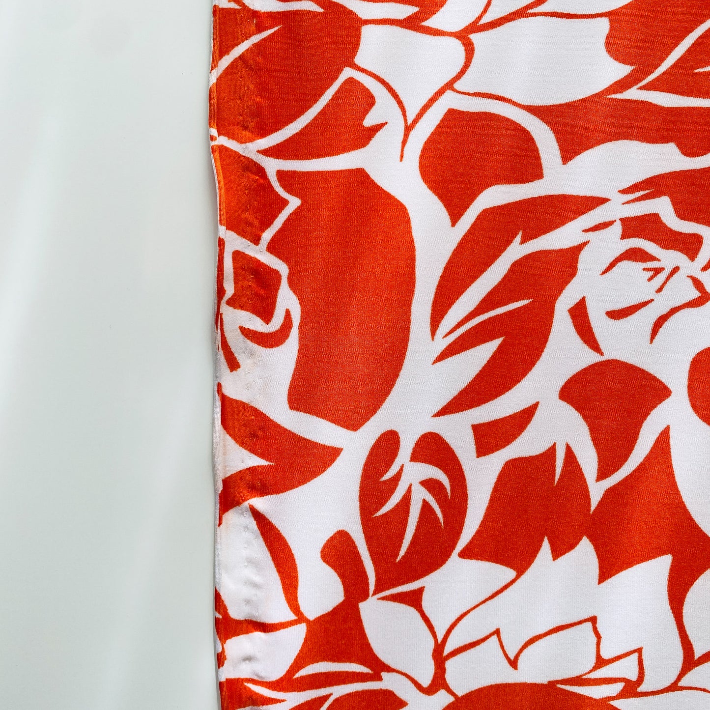 Deadstock Orange and White Floral Acetate Fabric