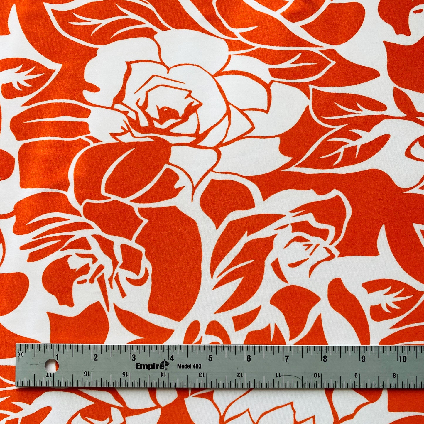 Deadstock Orange and White Floral Acetate Fabric