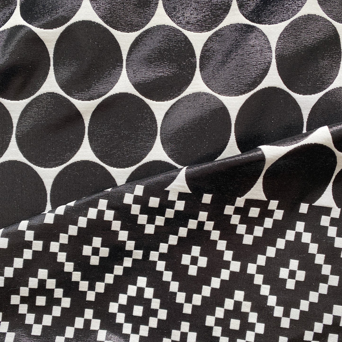 Designer Deadstock Black and White Double-Sided Jacquard