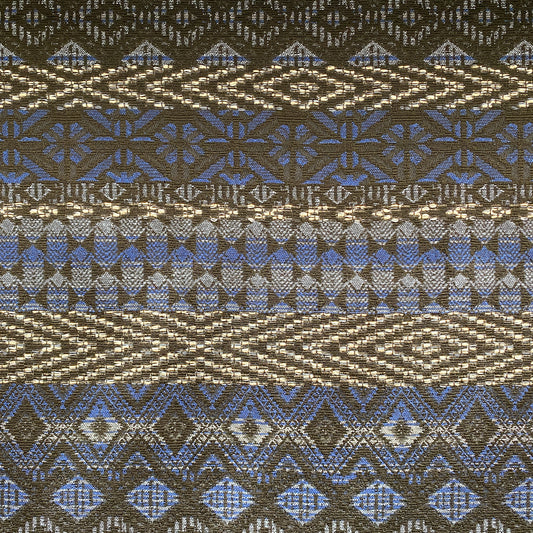 Deadstock Blue and Black Cotton Jacquard Fabric