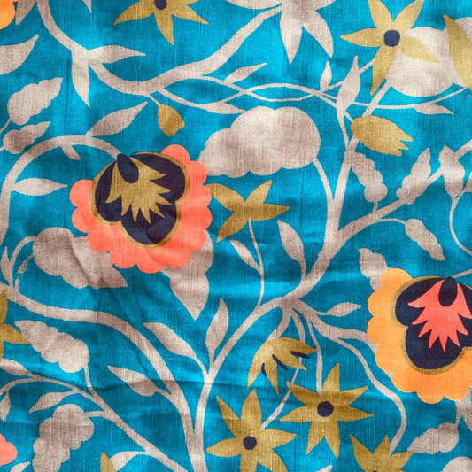 Teal and Orange Floral Fabric