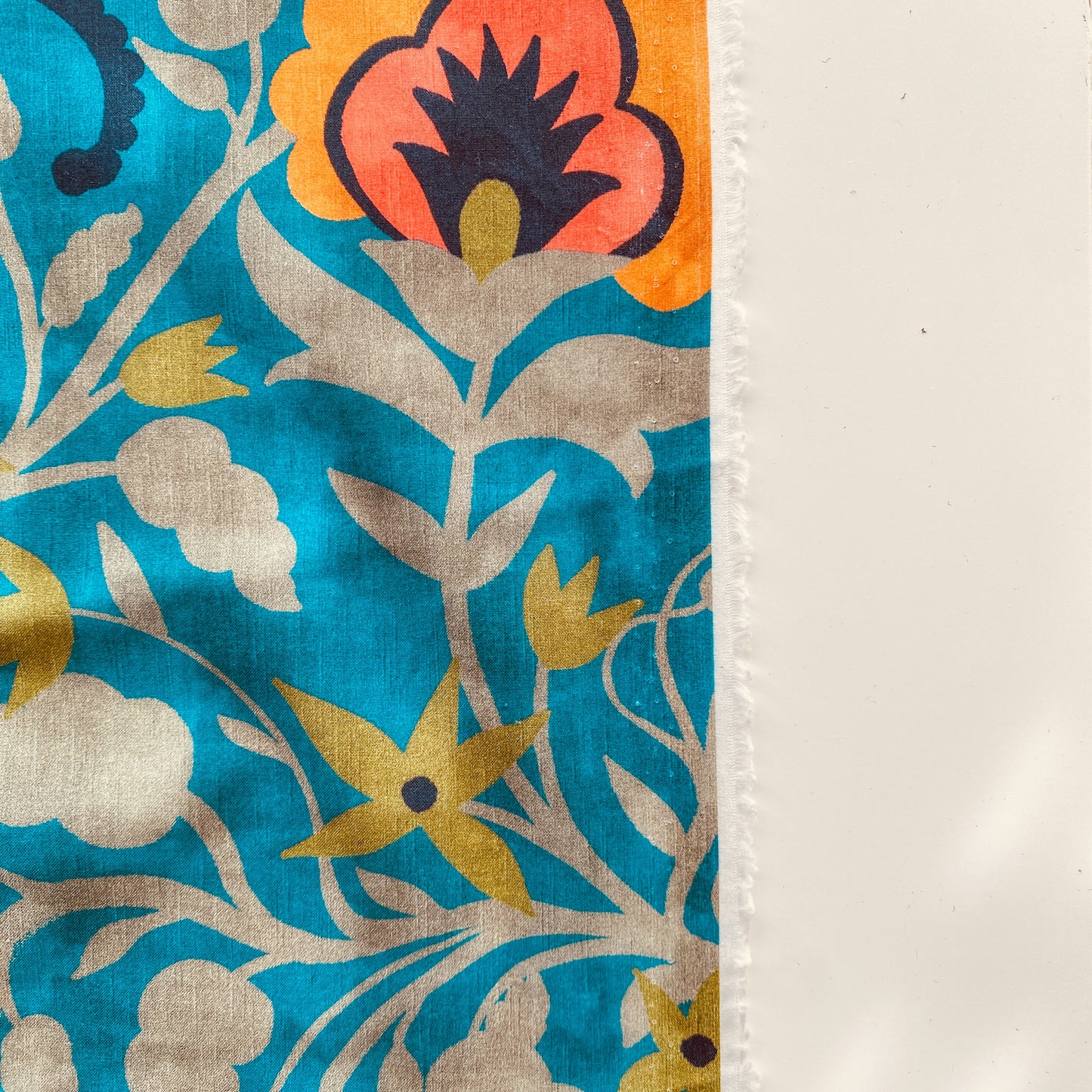 Teal and Orange Floral Fabric