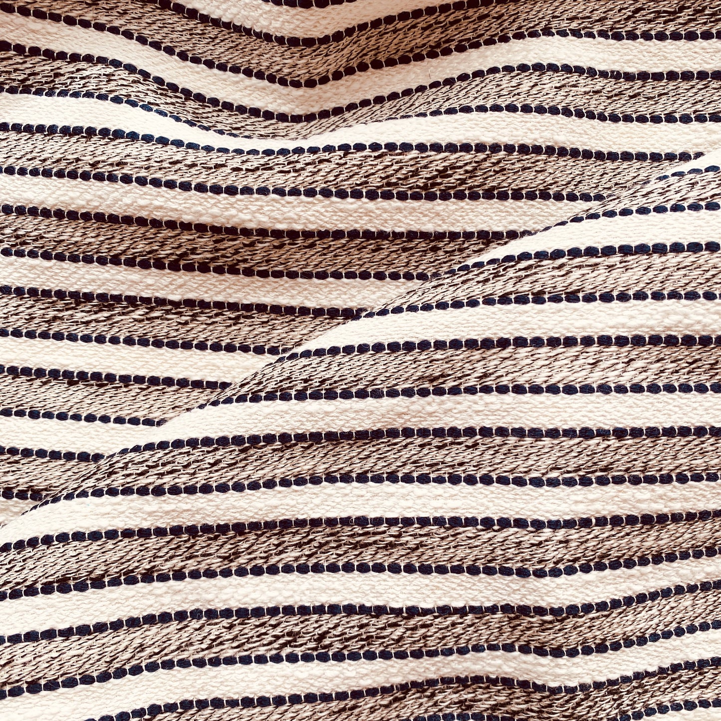 Designer Deadstock Navy and White Tweed Stripe Fabric