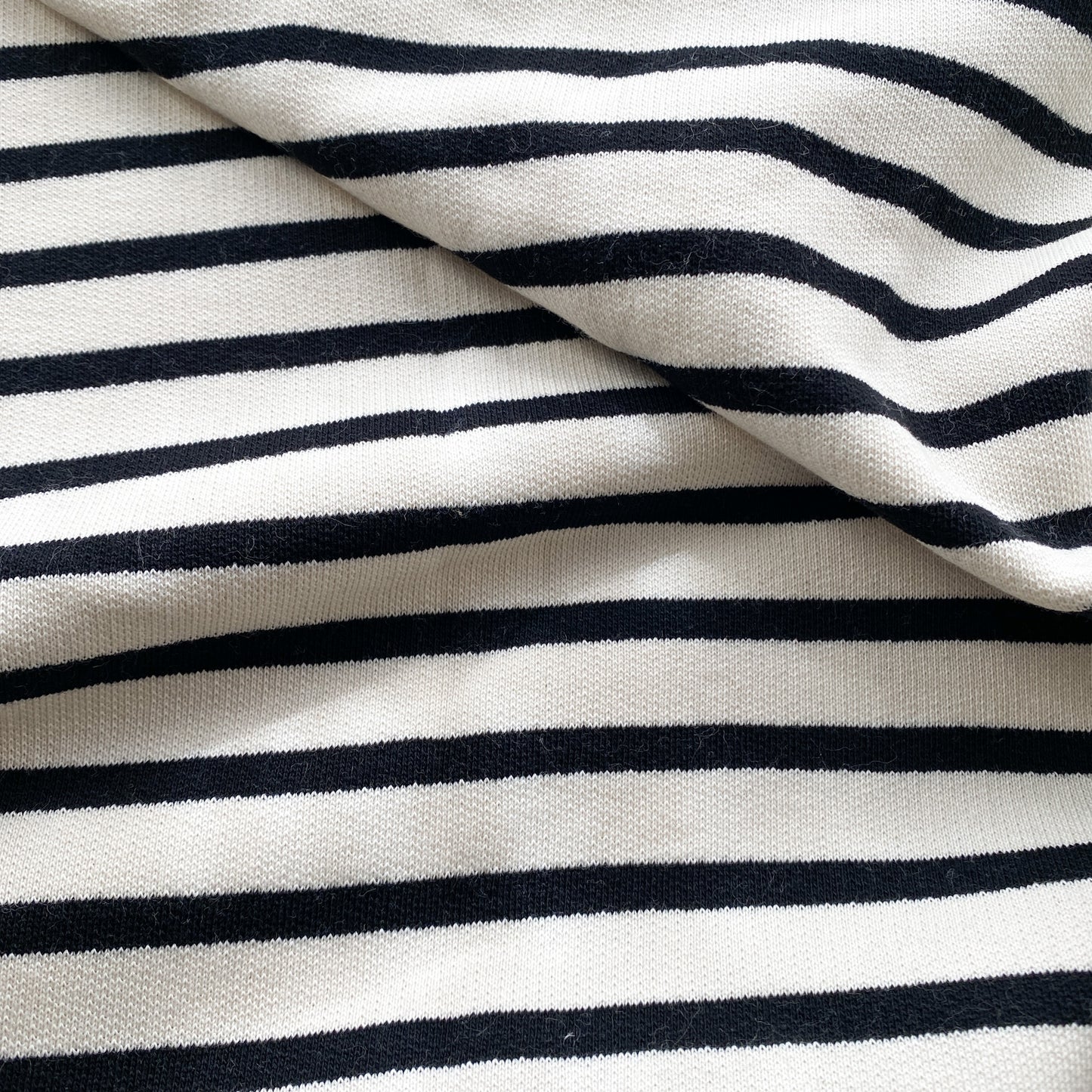 Deadstock Black and White Stripe Italian Fleece